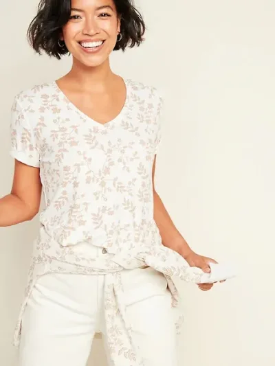 Camiseta Old Navy para dama estampado de flores color beige
