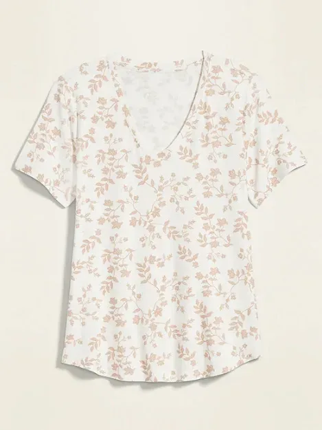 Camiseta Old Navy para dama estampado de flores color beige