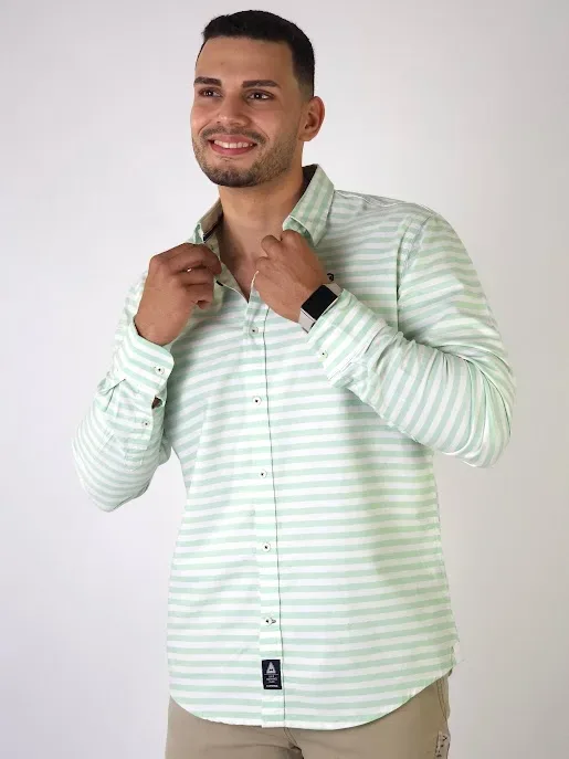 Camisa Hummer para caballero diseño rayas verde