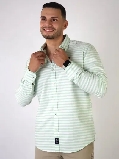 Camisa Hummer para caballero diseño rayas verde