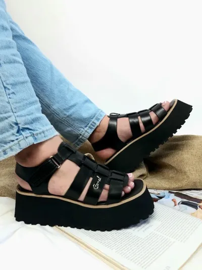 Sandalias Coral Positano Black para Dama