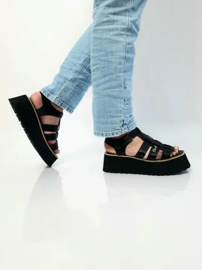 Sandalias Coral Positano Black para Dama