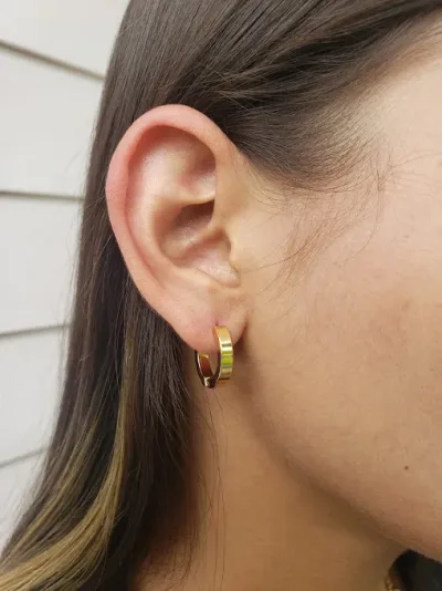 Aretes de acero inoxidable diseño liso #COLOR DORADO