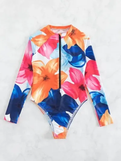 Vestido de baño para dama diseño estampado tropical