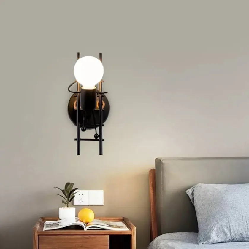 Lámpara LED de hierro en forma de escalera color negro