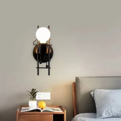 Lámpara LED de hierro en forma de escalera color negro