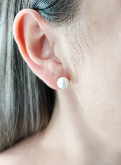 Aretes para dama plata 925 color blanco