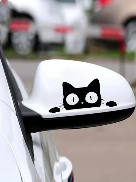 Adhesivo para coche con diseño de gato color negro