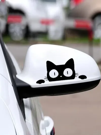 Adhesivo para coche con diseño de gato color negro