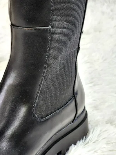 Botas altas para dama color negro Saoko Black Pu