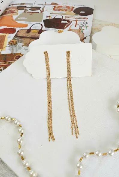 Aretes para dama de fantasía con forma de cadena larga