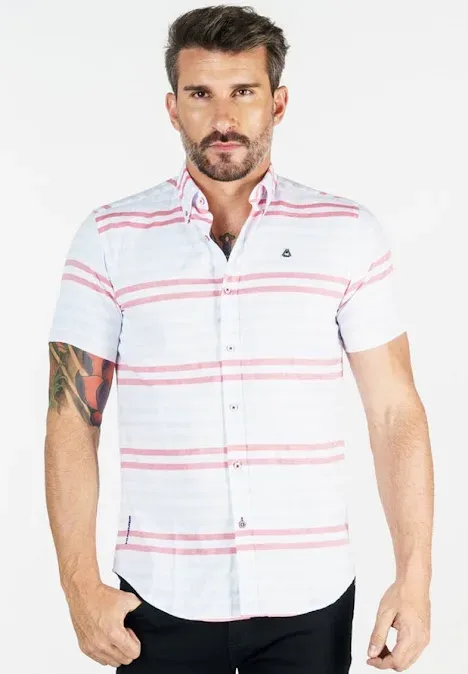 Camiseta Hummer para caballero diseño líneal rojo, celeste y blanco