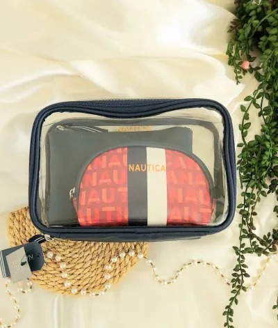 Cosmetiqueras o estuches de viaje color azul y rojo 3 unidades