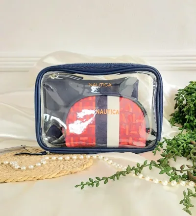 Cosmetiqueras o estuches de viaje color azul y rojo 3 unidades