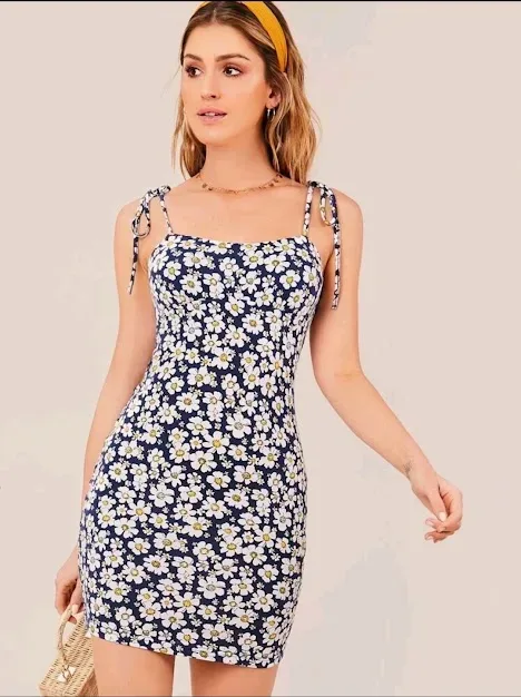 Vestido para dama diseño floral color azul