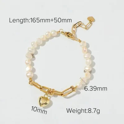 Pulsera  para dama color dorado y blanco