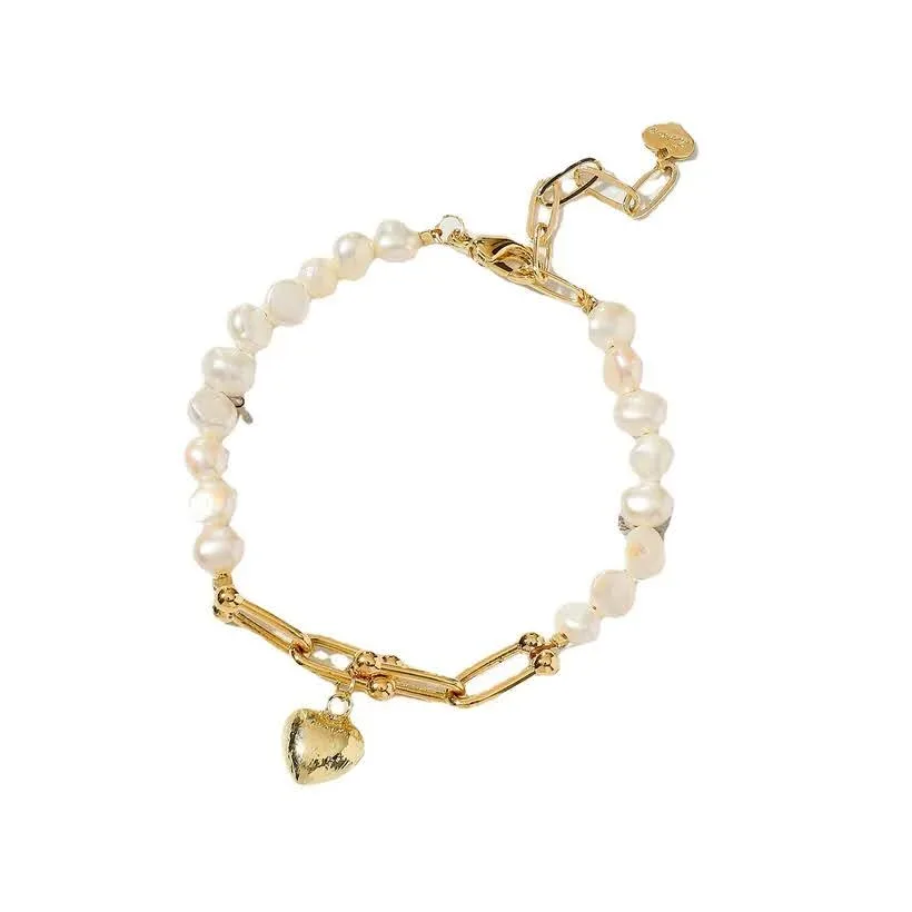 Pulsera  para dama color dorado y blanco