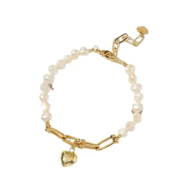 Pulsera  para dama color dorado y blanco