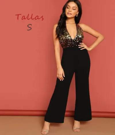 Enterizo para dama color negro con lentejuelas