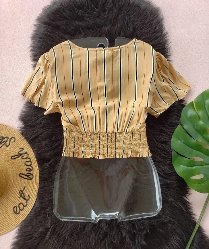 Blusa Paradise Miss para dama color beige de rayas