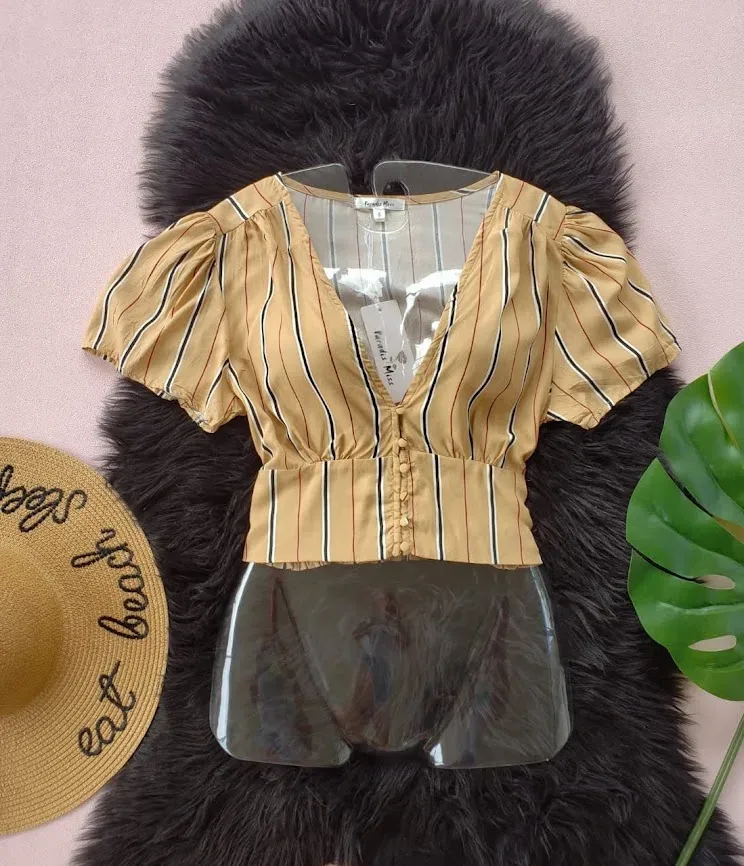 Blusa Paradise Miss para dama color beige de rayas