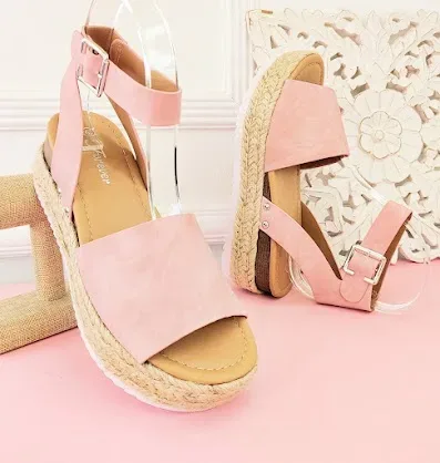 Sandalias para dama color rosa y beige