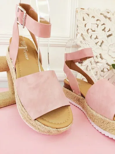 Sandalias para dama color rosa y beige
