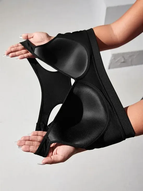 Sujetador deportivo para dama color negro con abertura trasera