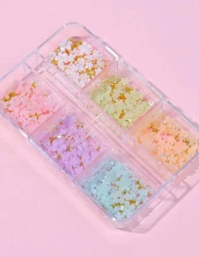 1 caja decoración para uñas en forma de flor
