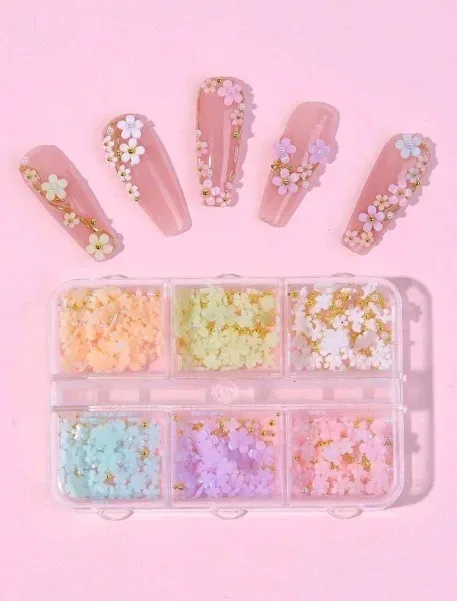 1 caja decoración para uñas en forma de flor