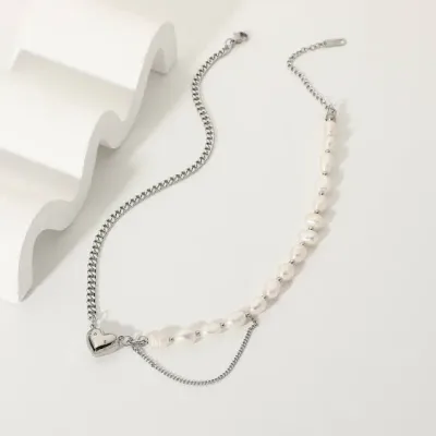 Collar de acero inoxidable para dama color plateado