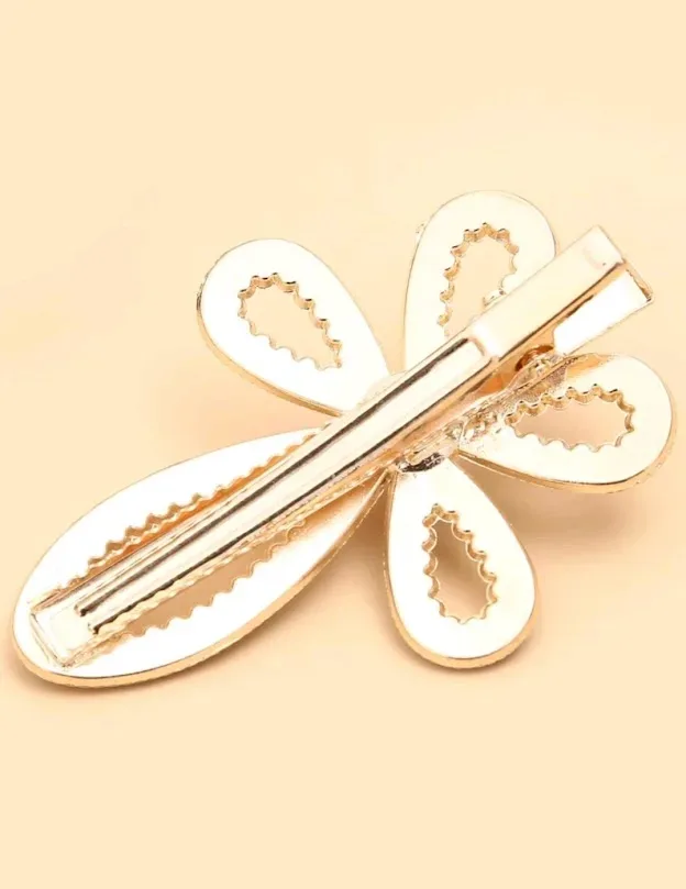 Set de prensas de cabello para dama diseño varios color negri, blanco y dorado