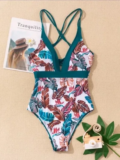 Vestido de baño para dama color turquesa